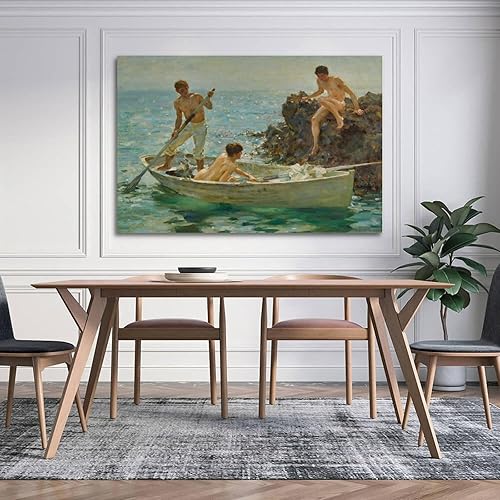 Vista 4 de Henry Scott Tuke - Póster de The Bathing Cove - Póster de pared para pared, pintura en lienzo, obras de arte, dormitorio, sala de estar, decoración