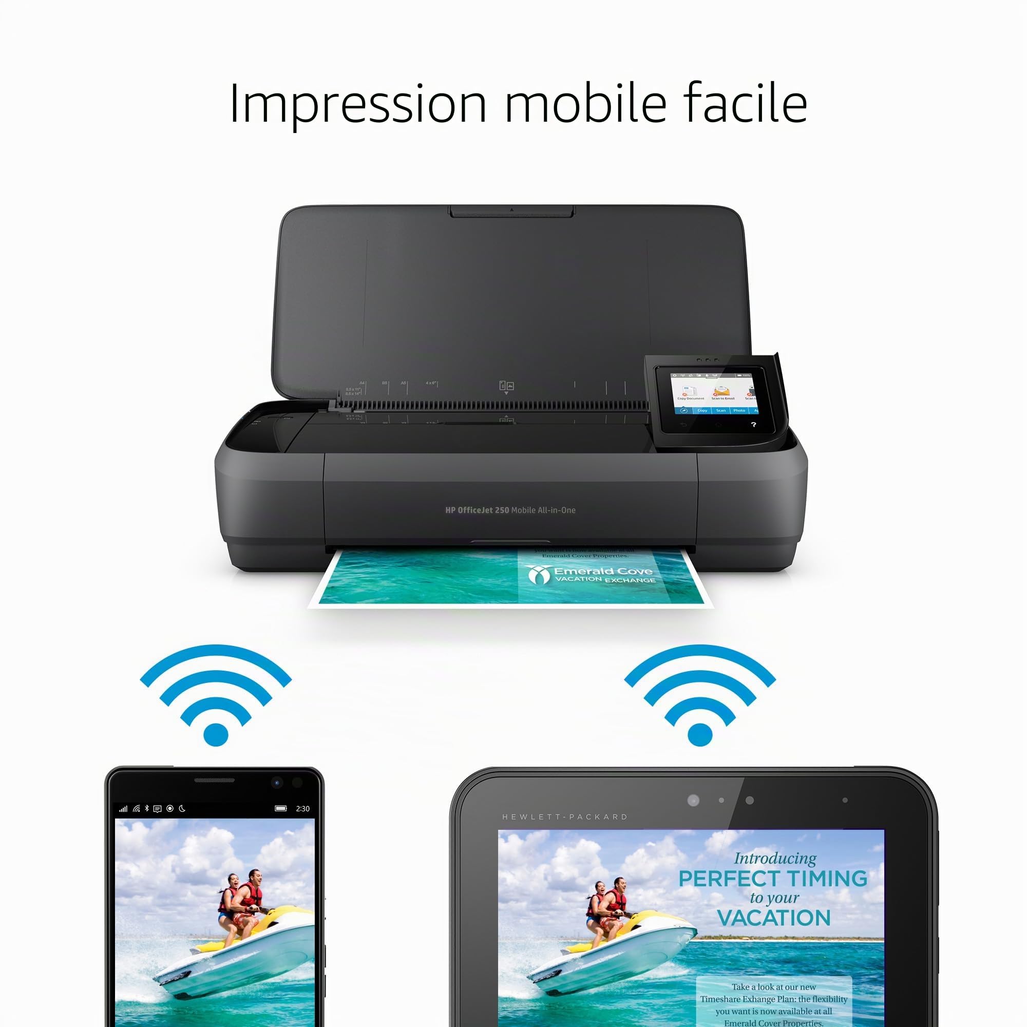 HP OfficeJet 250 Mobile AIO Imprimante Multifonction Jet d'encre A4 WiFi Noir 600 x 600 dpi