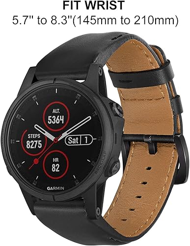 Miniatura 3 de TRUMiRR Correa de reloj para Fenix 7 Sapphire Solar  6 Pro  5 Plus, 0.866 in de liberación rápida correa de piel de grano de cocodrilo para Garmin