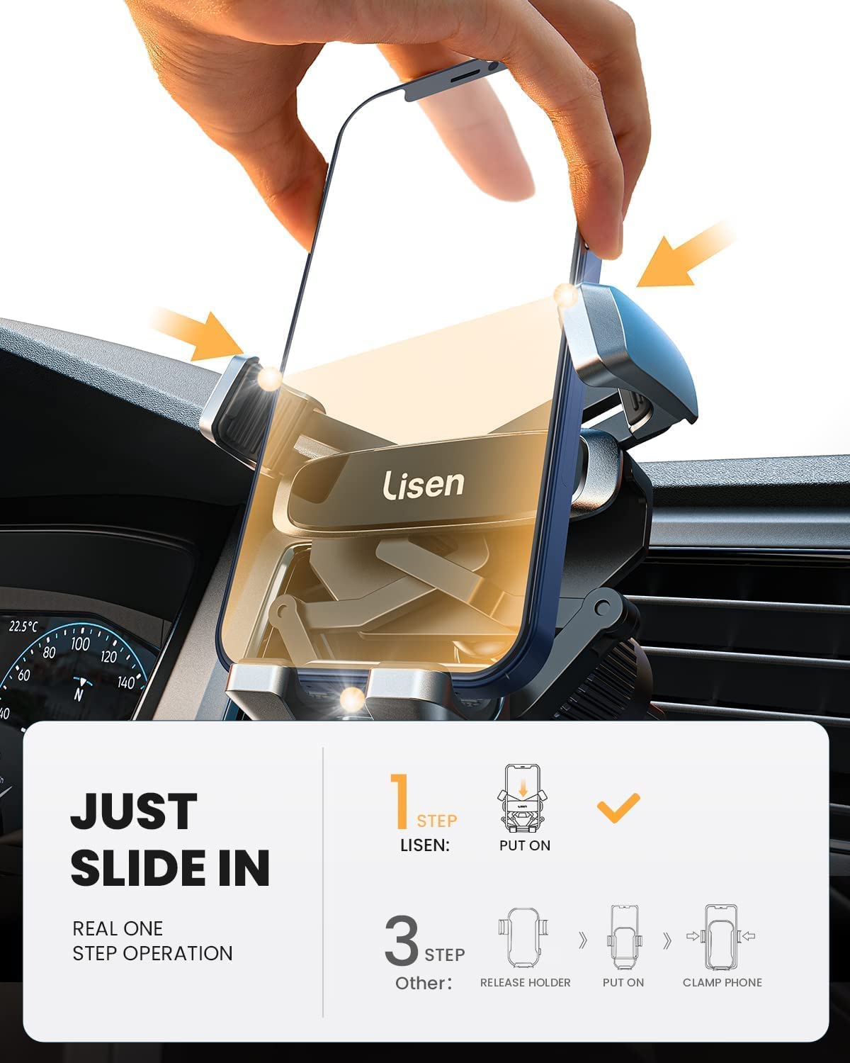 Amazon.com: LISEN Car Vent Phone Mount for Car Holder Upgraded Metal Hook  Air Vent Cell Phone Holder Mount Auto Lock Thick & Big Phone Friendly Car  Mount for iPhone 14 Pro Max
