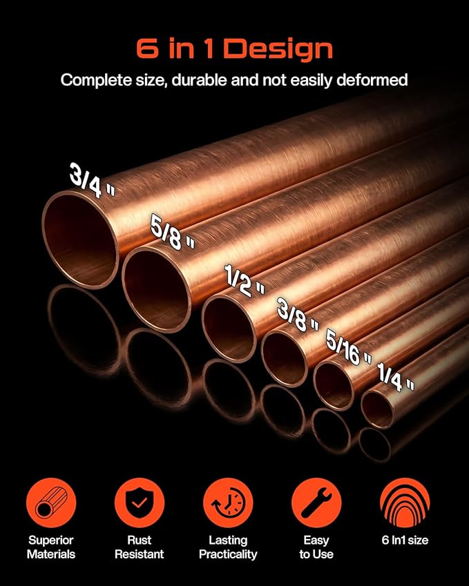 Doblador de Tubos de Cobre 6 en 1, 43 Pulgadas, 1/4" a 3/4" miniatura 2