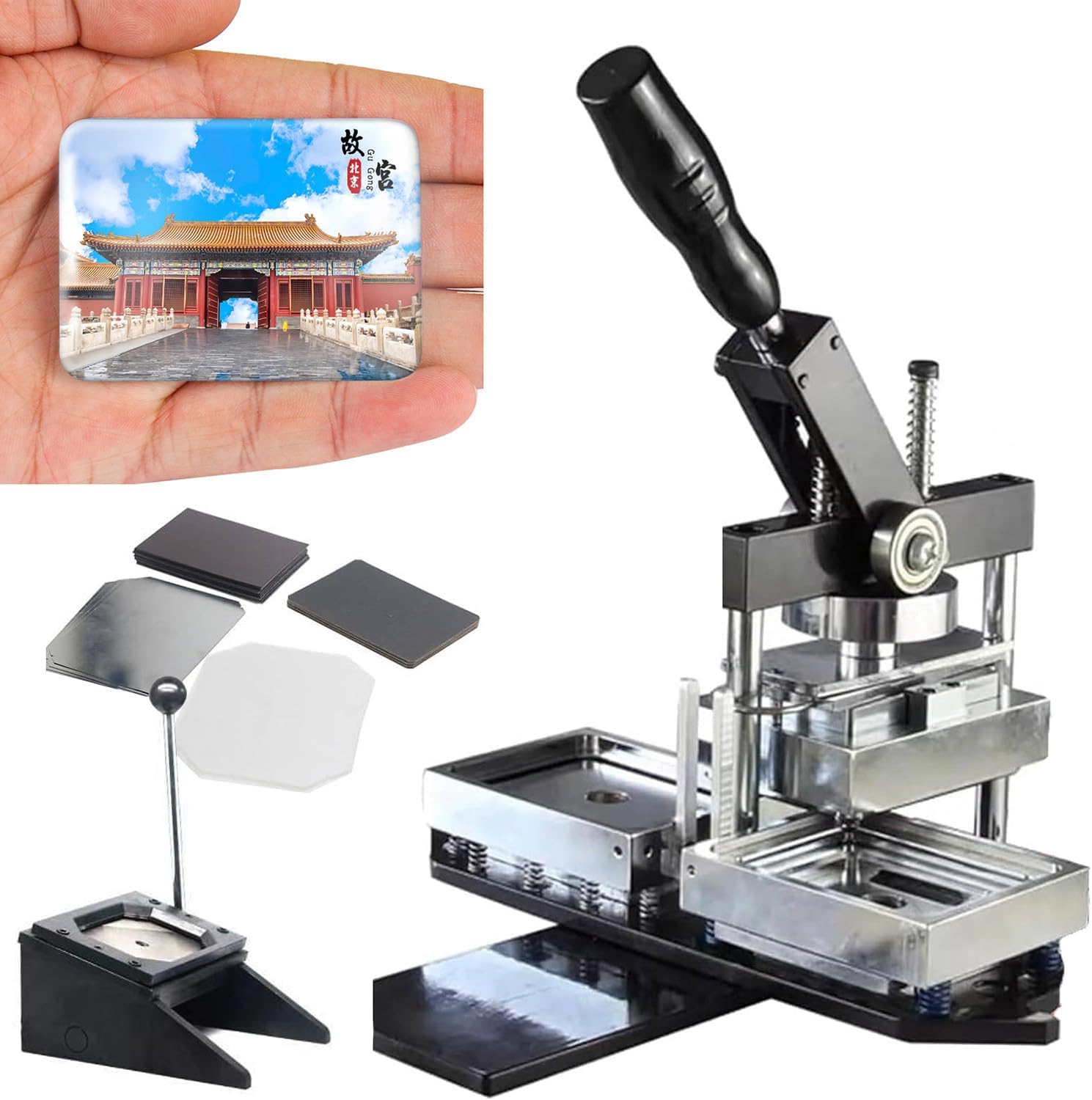 Magne Making Machine, Rotary All-Metal Badge Kit with Mold, 100 Sets of Consumables, Paper Cutter for DIY Crafts