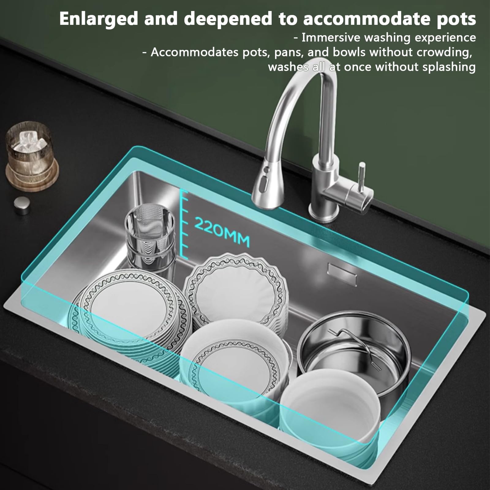 Stainless Steel Kitchen Sink - Workstation Undermount Drop in | 304 Grade Commercial Sink for Kitchen & Utility | Includes Accessories
