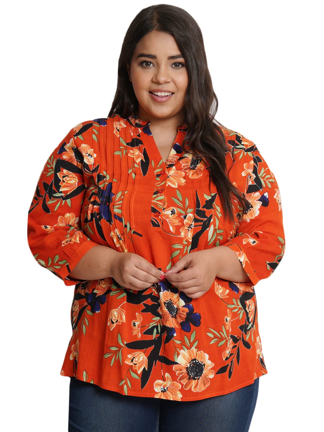 Women's Floral Regular Fit Tunic Shirt