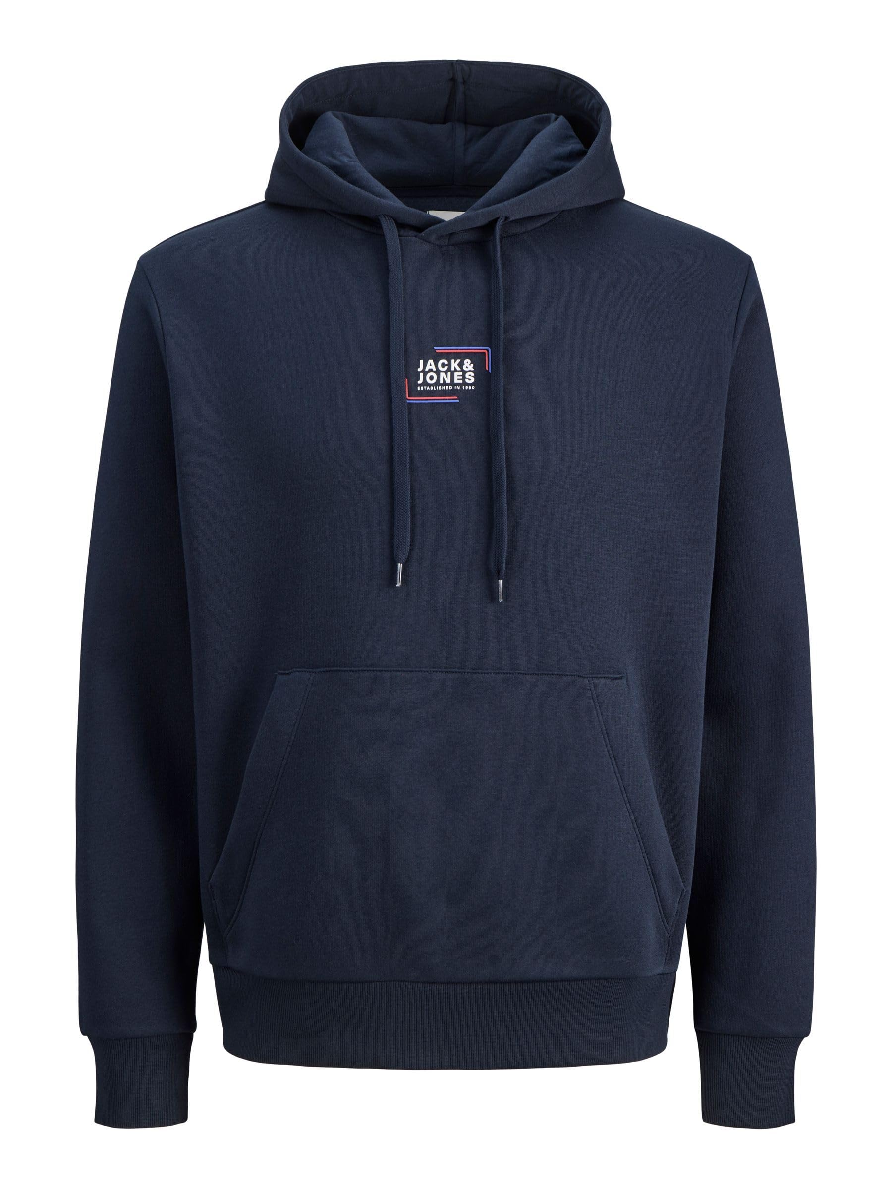 JACK & JONES Mens Jjcorp Graphic Sweat Hood Noos, Blazer Navy, L UK