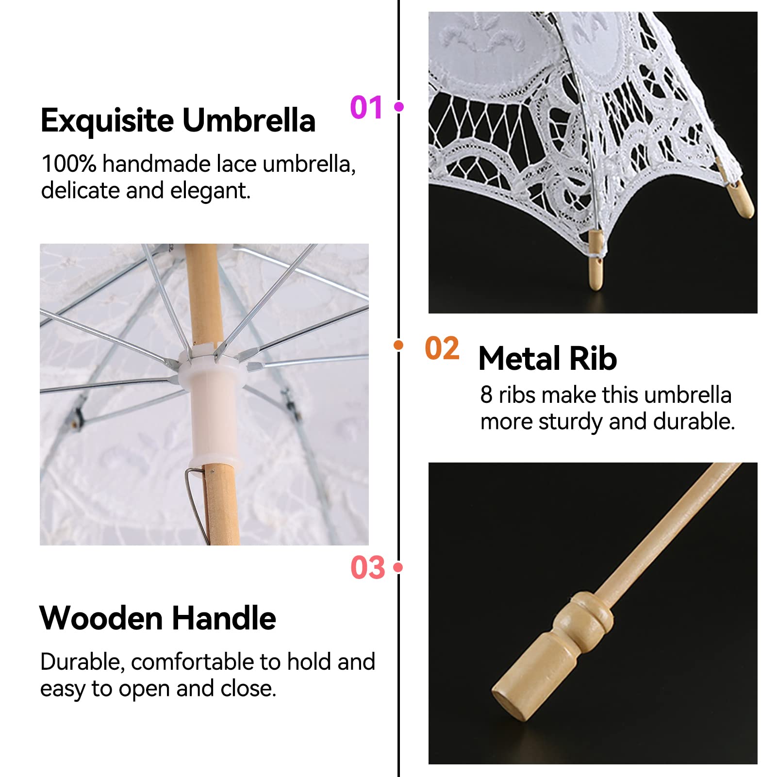 Parapluie En Dentelle, Parapluie De Mariée Vintage En