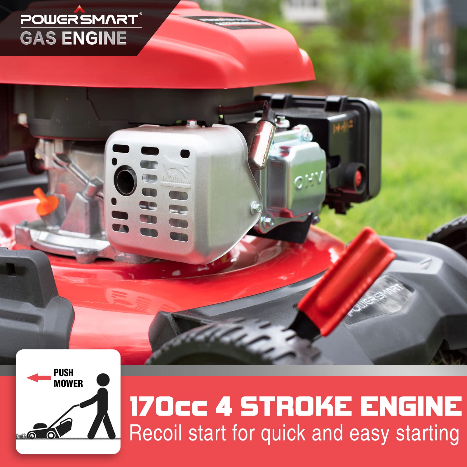 Buy PowerSmart Push Lawn Mower Gas Powered, Side Discharge and Mulching