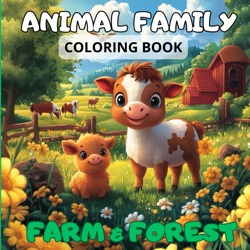 Animal Family Coloring Book for Kids: Farm and Forest Animals with their Children