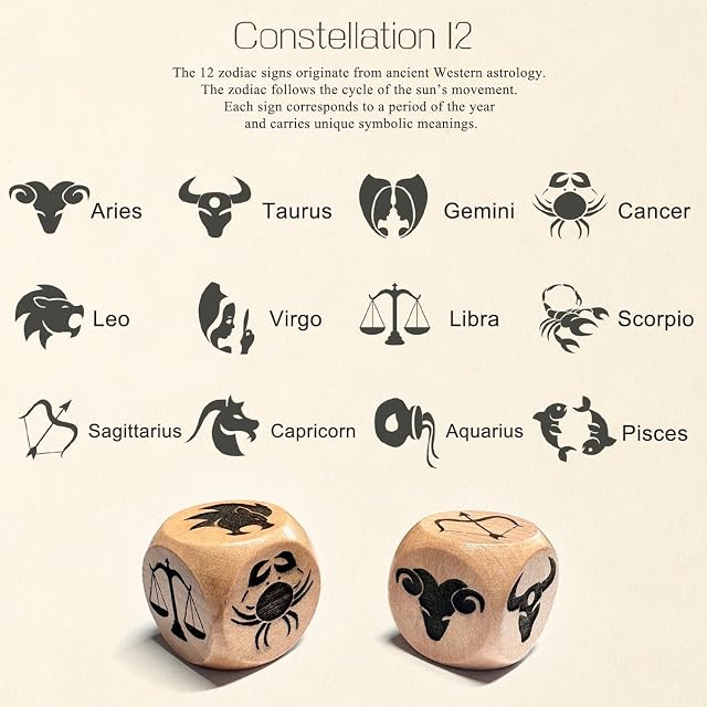 Foto 3 de 6 de 12 Constelaciones y 12 Dados de Animales del Zodiaco Chino, Dados de Madera de Astrología