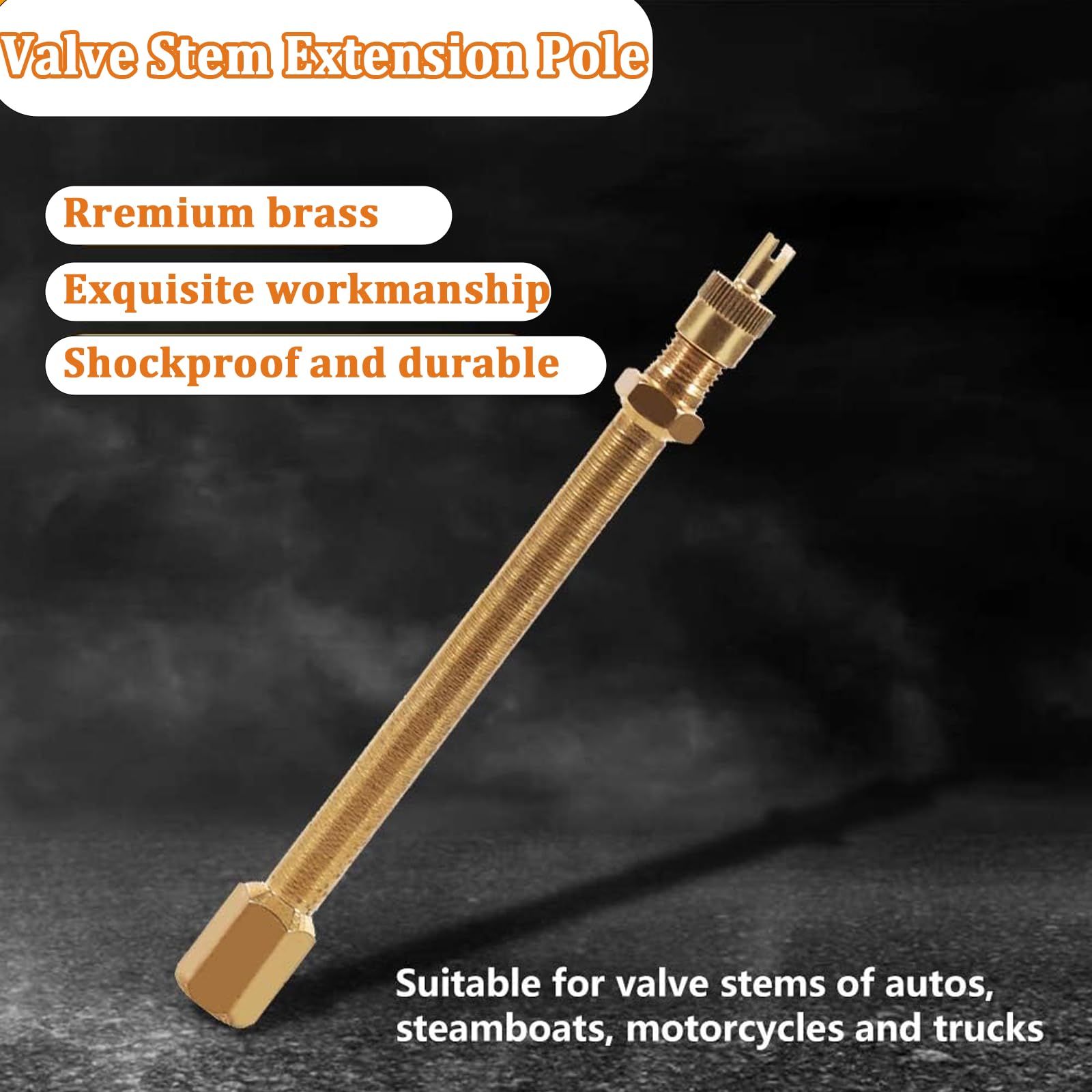 Majatou Valve Extension, Air Brass Tire Valve Extension Auto Tire Valve Stem Extension Pole Inflation Extender Straight Bore for Motorcycle,Bike,Mower and Scooter(100mm)