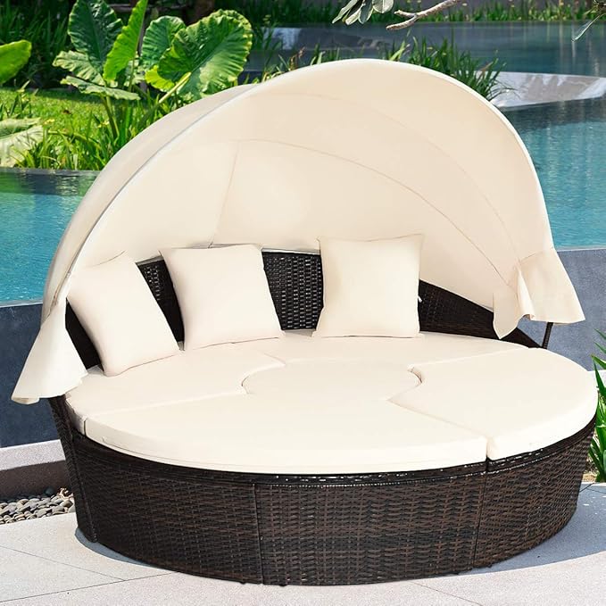 Woven Rope Canopy Daybed with Performance Cushions