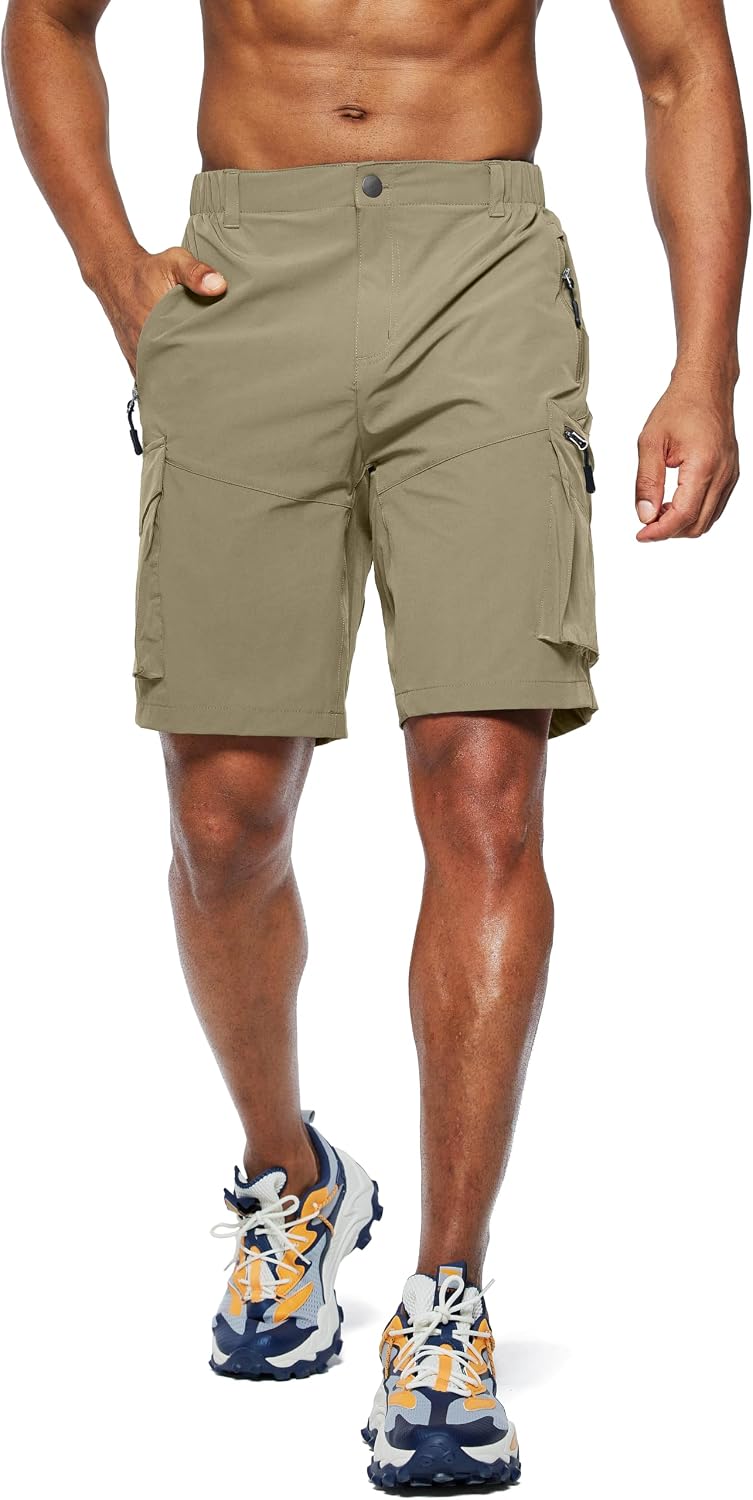 Pudolla Men's Hiking Cargo Shorts Quick Dry Outdoor Travel Shorts for Men with Multi Pocket for Fishing Camping Casual