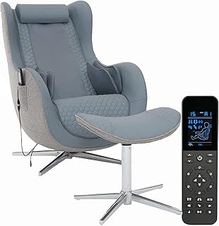 Massagesessel MS-699 – Kompakter Shiatsu Relaxsessel mit Bluetooth-Musiksystem, 6 Programmen, modernem Stoff-Leder-Mix & Edelstahlrahmen | Platzsparend | 2 Jahre Garantie (Hallblau)