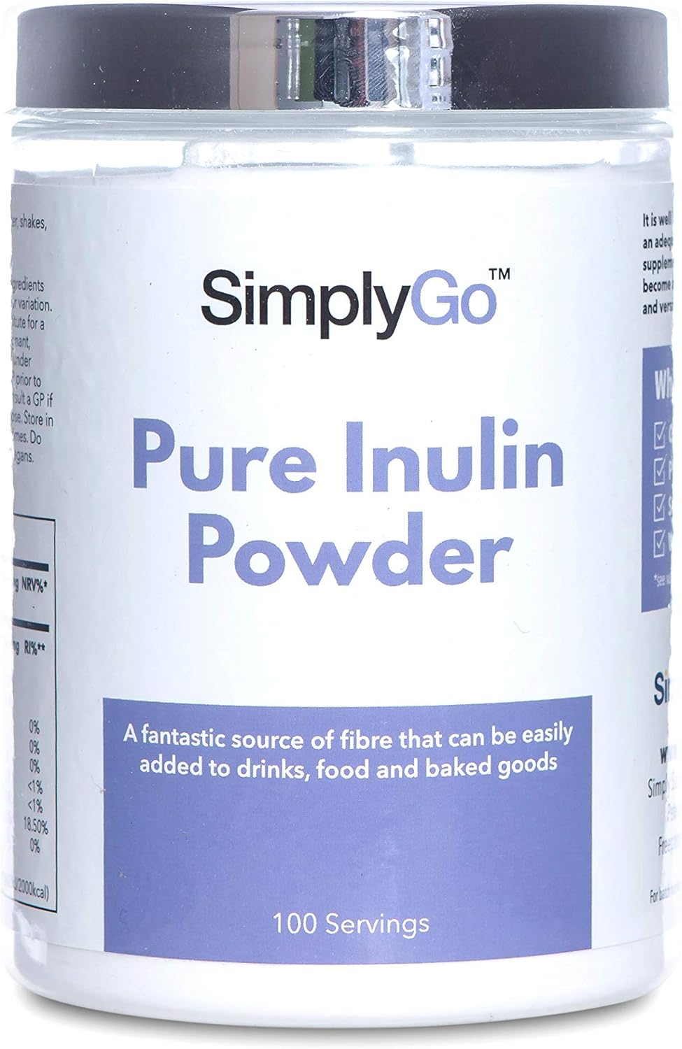 Inulina en polvo 500gr - ¡100 porciones en cada bote! - Apto para veganos - SimplySupplements