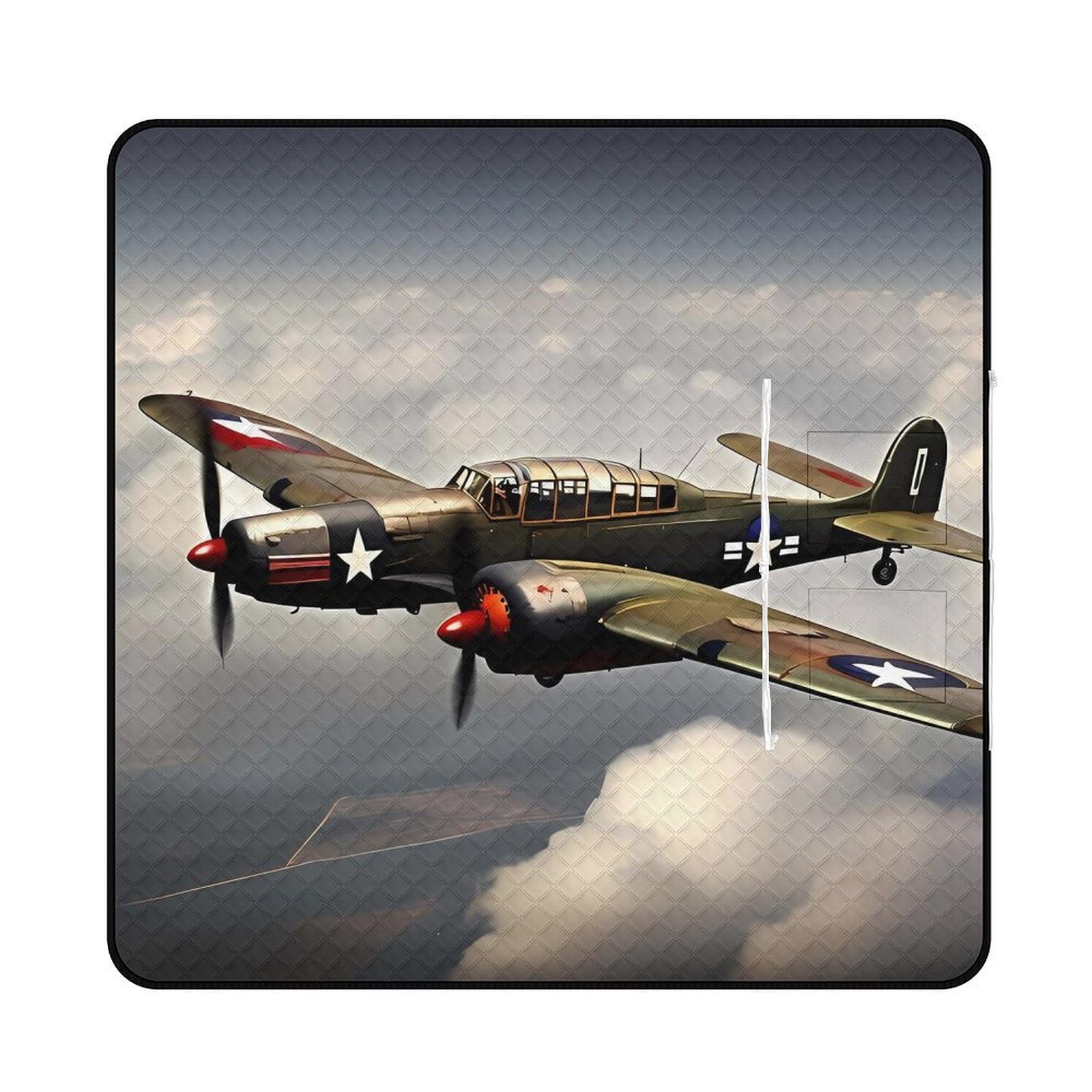 Couverture de pique-nique pliable avion militaire pour vos sorties