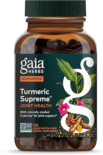 Gaia Herbs Cúrcuma Supreme Joint Health, apoyo articular y suplemento antiinflamatorio, con quercetina, pimienta negra, boswellia, raíz de jengibre