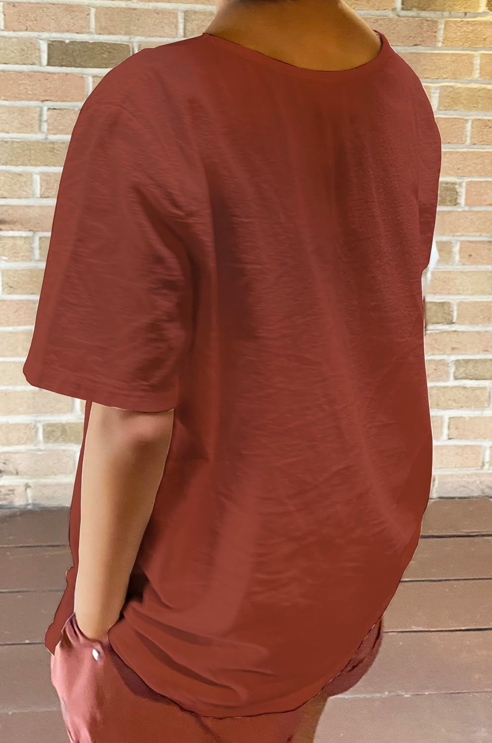 Women Cotton Linen Crew Neck Short Sleeve Tunic, Tee Shirts Tops Loose Fit, Linen Blouse for Women - Image 5