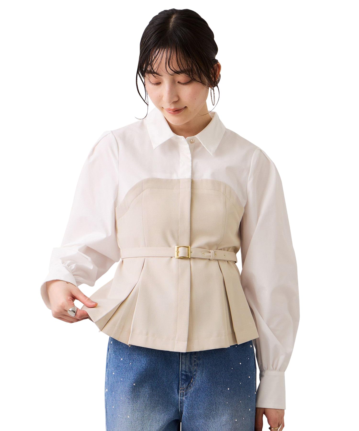 Amazon | [ビス] 美easy コンフォートボウタイドッキングシャツ
