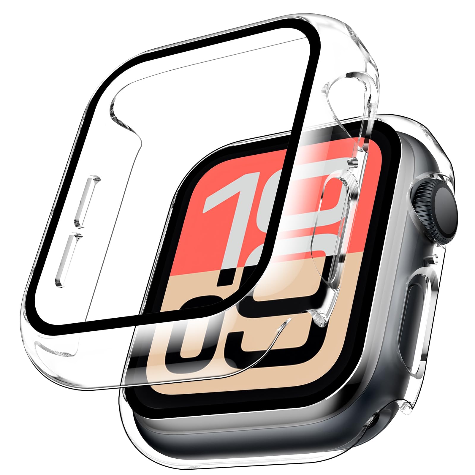 TAURI 2 Pack Hard Case for Apple Watch SE 3 /Series 6/5/4 /SE 44mm with 9H Tempered Glass Screen Protector, [Touch Sensitive] [Full Coverage] Slim Bumper Protective Cover for iWatch 44mm - Black — view 17