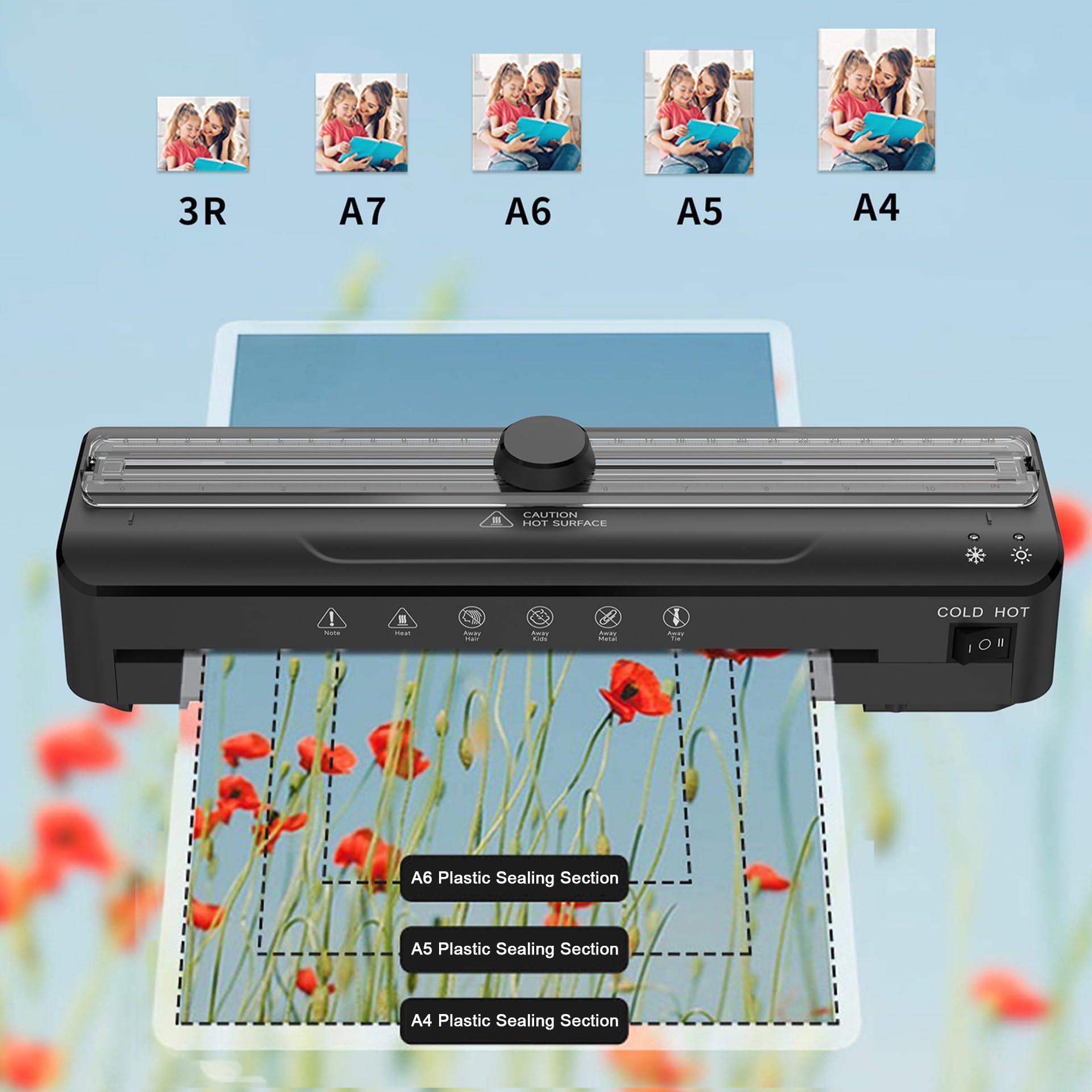 Generico Plastificatrice A4, modalità di Laminazione A Caldo E A Freddo, velocità di Laminazione 320 Mm/min, Piccola Plastificatrice Portatile, Soluzione per La Laminazione di Documenti Fotografici