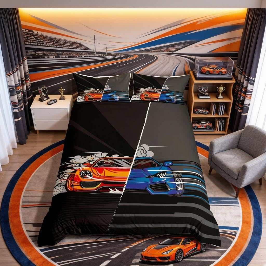 Homemissing Extreme Sports Car Comforter Cover Duvet Set for Boys & Girls - Single 2Pcs — image 1