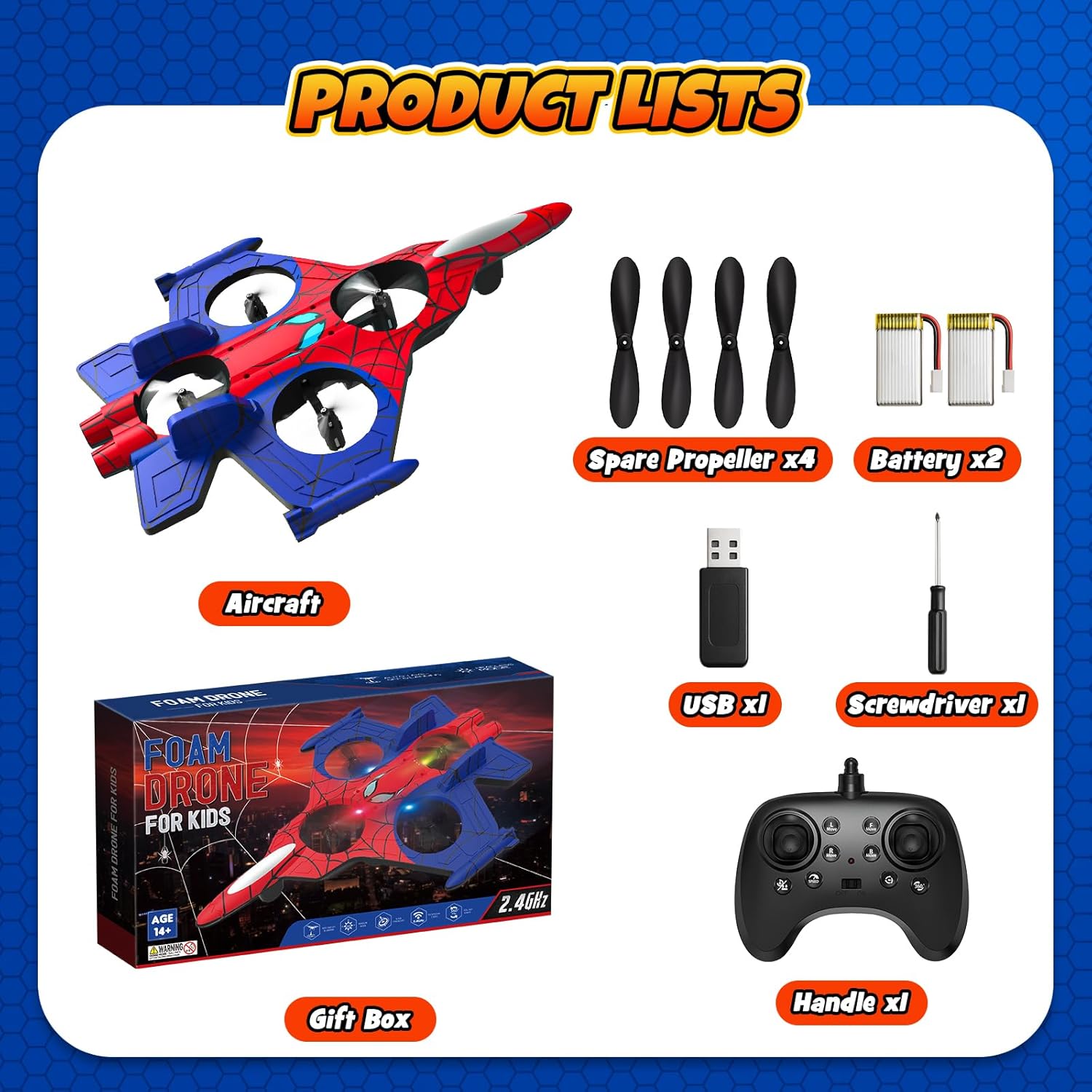 Foam Remote Control Airplanes for Kids Age 8 9 10 11 12 +, Spider Mini Drone for Kids, RC Airplane Fighter Jet with Light, 360°Flip Fighter Jet Toys, Stunt Roll, Airplane Toy Gifts for Boys Ages 8+