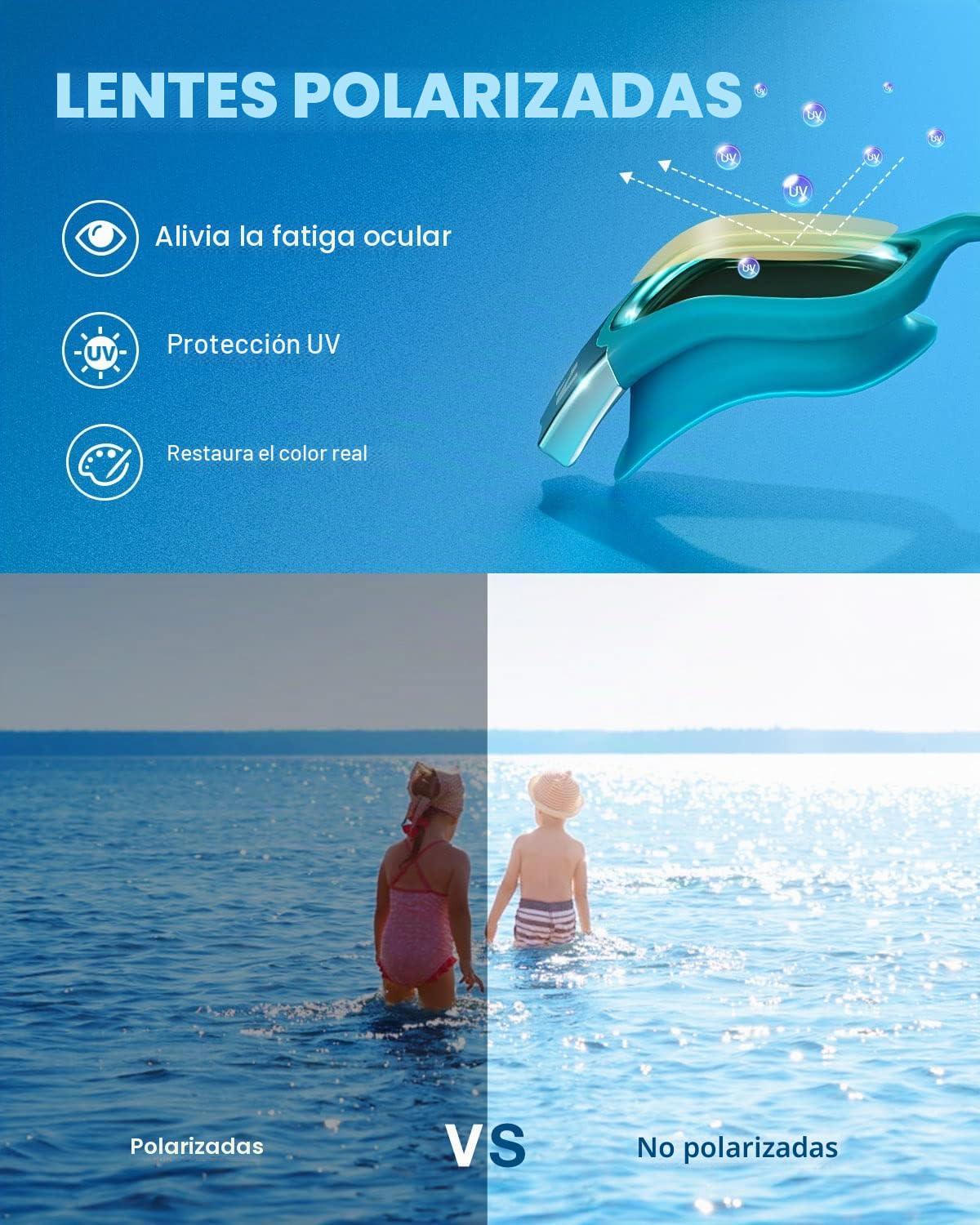 ZIONOR G1MINI ULTRA Gafas de natación polarizadas fotocromáticas para niños y niñas, protección UV, a prueba de fugas, correa fácil ajustable para natación