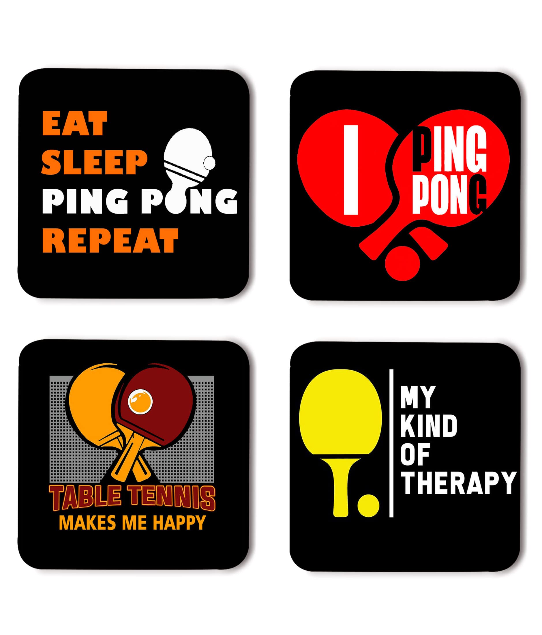 Whats Your Kick® Table Tennis Theme Printed Set of 4 Wooden Fridge Magnet | Sports | Quotes | Kichen | Home Decor (7.6 x 7.6 -CM) D4-picture-50