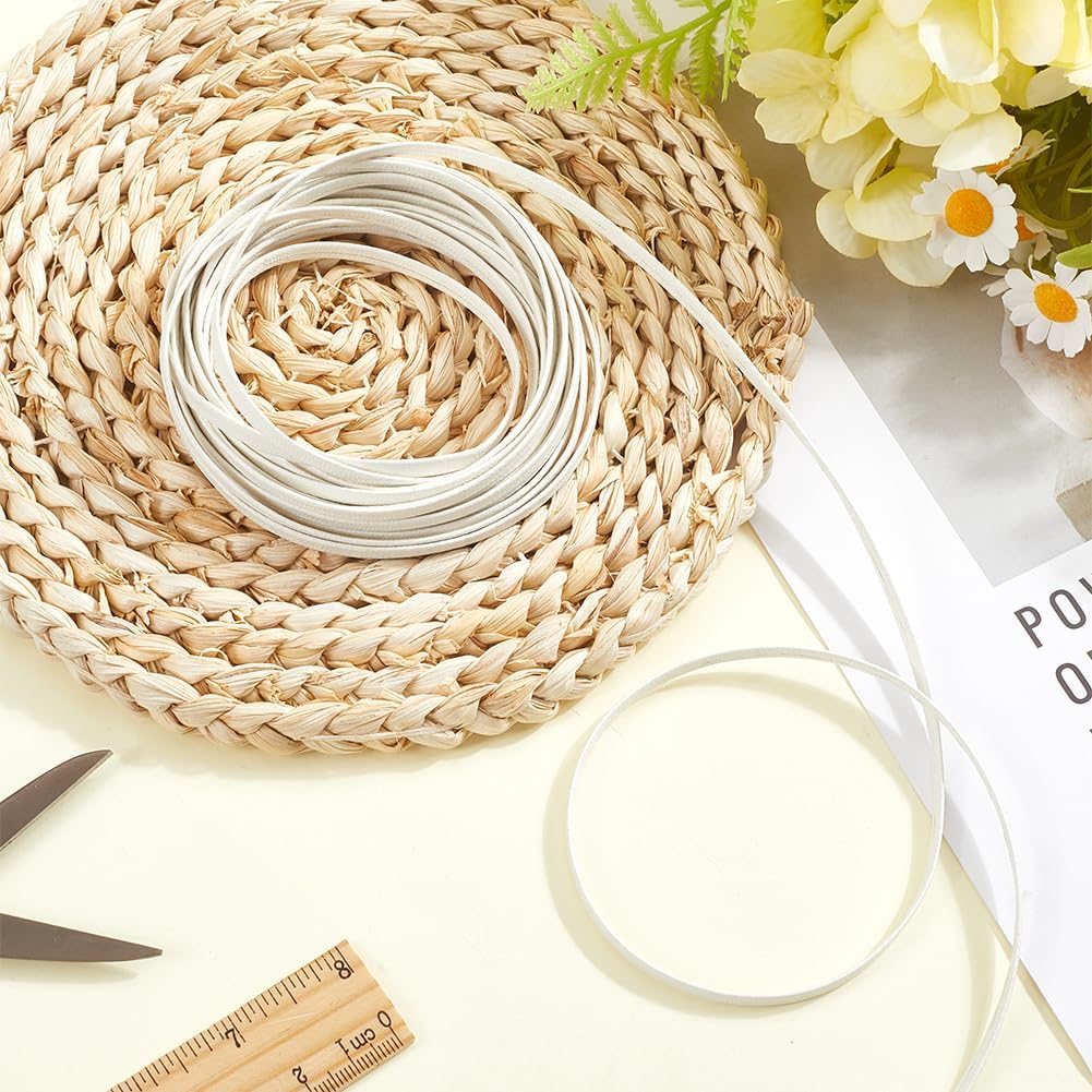GORGECRAFT 5.5 Yards 5mm White Foldover Leather String 1mm Thick Flat Leather Cord Lychee Grain Leather Strips Double Sided Lambskin Leather Strap Leather Trim for DIY Crafts Making Bracelet Purse