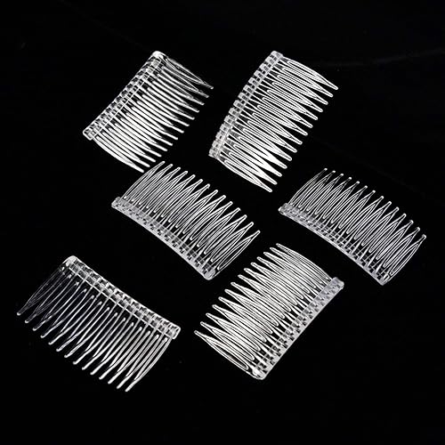 Miniatura 5 de Pangda 10 peines transparentes para el cabello para mujer, 14 dientes, de plástico, para novia, velo de boda, para accesorios de peinado fino