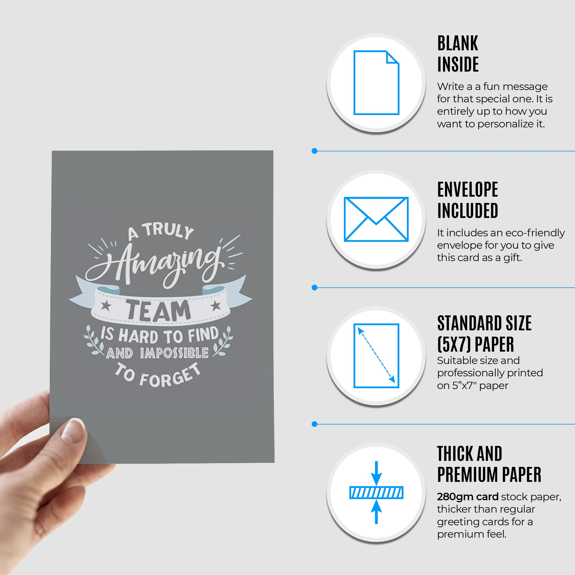 Lot de 25 cartes d'équipe avec enveloppes | Idée de carte parfaite pour vos employés ou volontaires qui font une excellente équipe... (liste des parents)