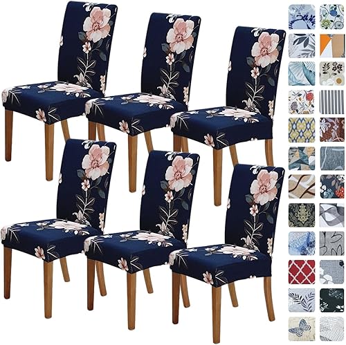 Miniatura 71 de SPRINGRICO Fundas para sillas de comedor, paquete de 6, fundas elásticas para sillas de comedor, de elastano, lavables, fundas para sillas Parsons
