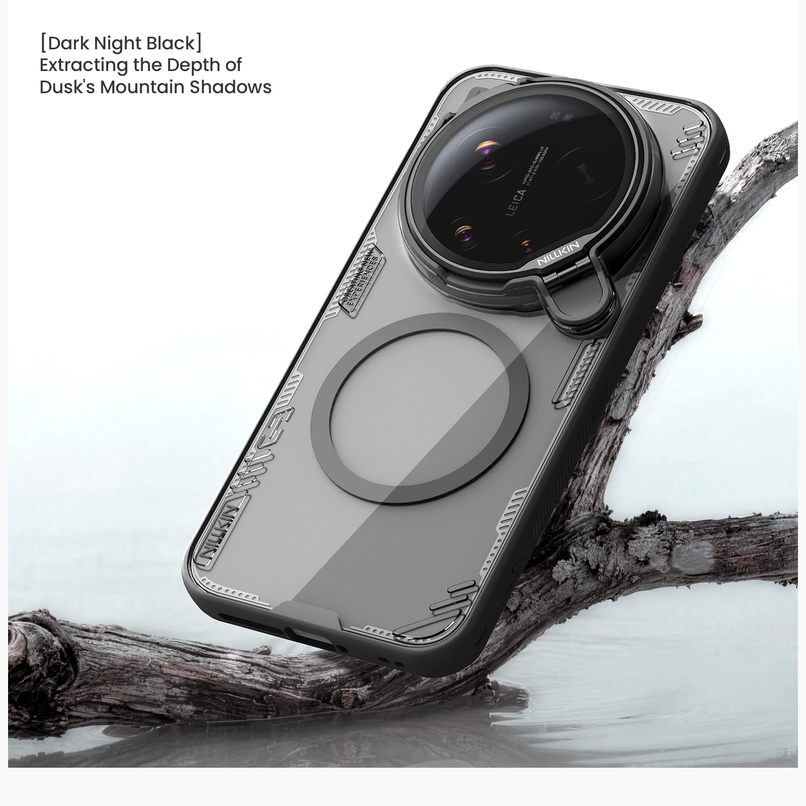 COQUE Custodia magnetica trasparente per Xiaomi 17 Ultra, cover a specchio trasparente ad alta definizione, anello magnetico N52 integrato, custodie sottili per Xiaomi 17 Ultra-Nero