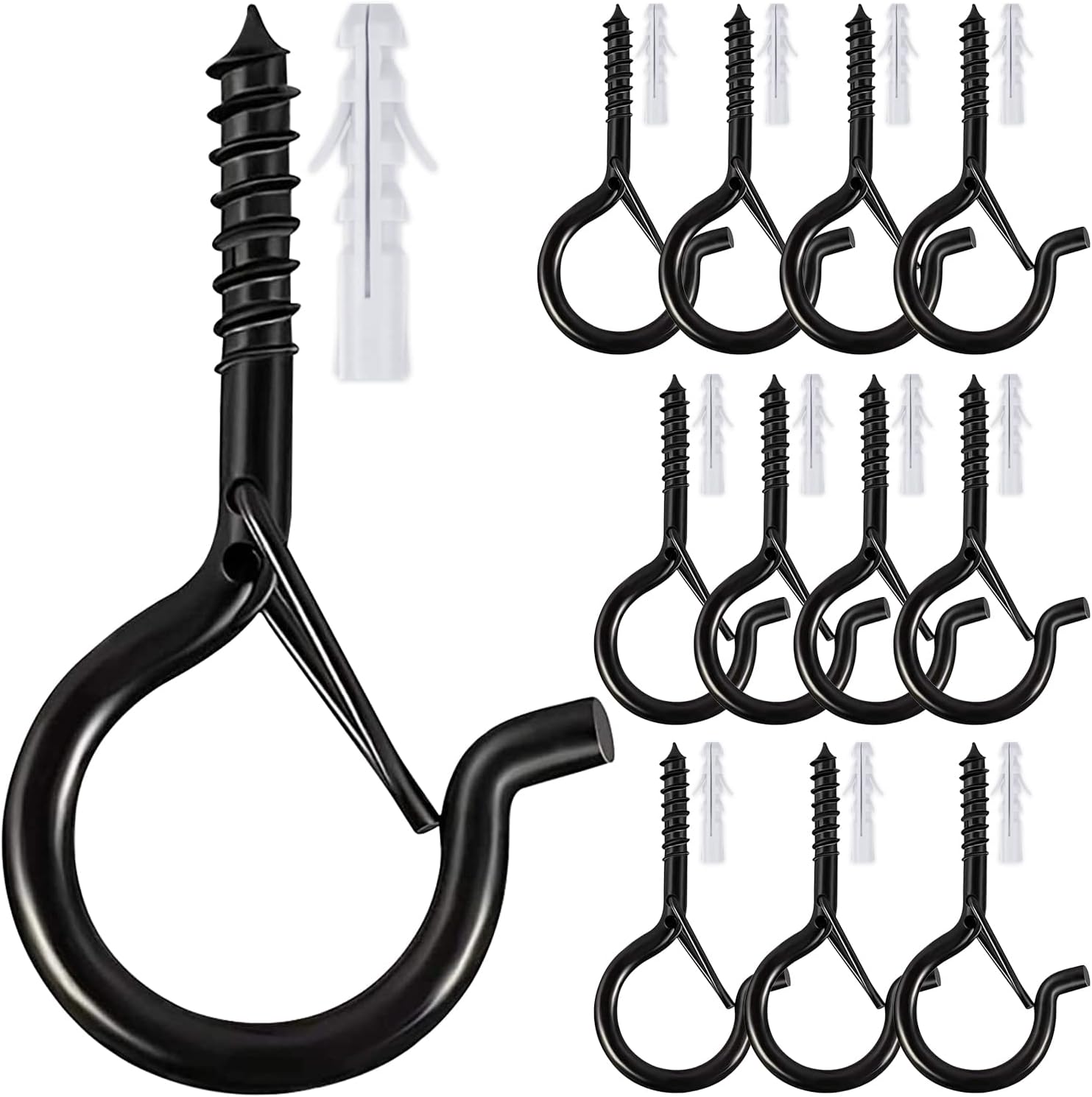 Etoolia Q Hanger Hooks with Safety Buckle, 12Pcs Screw