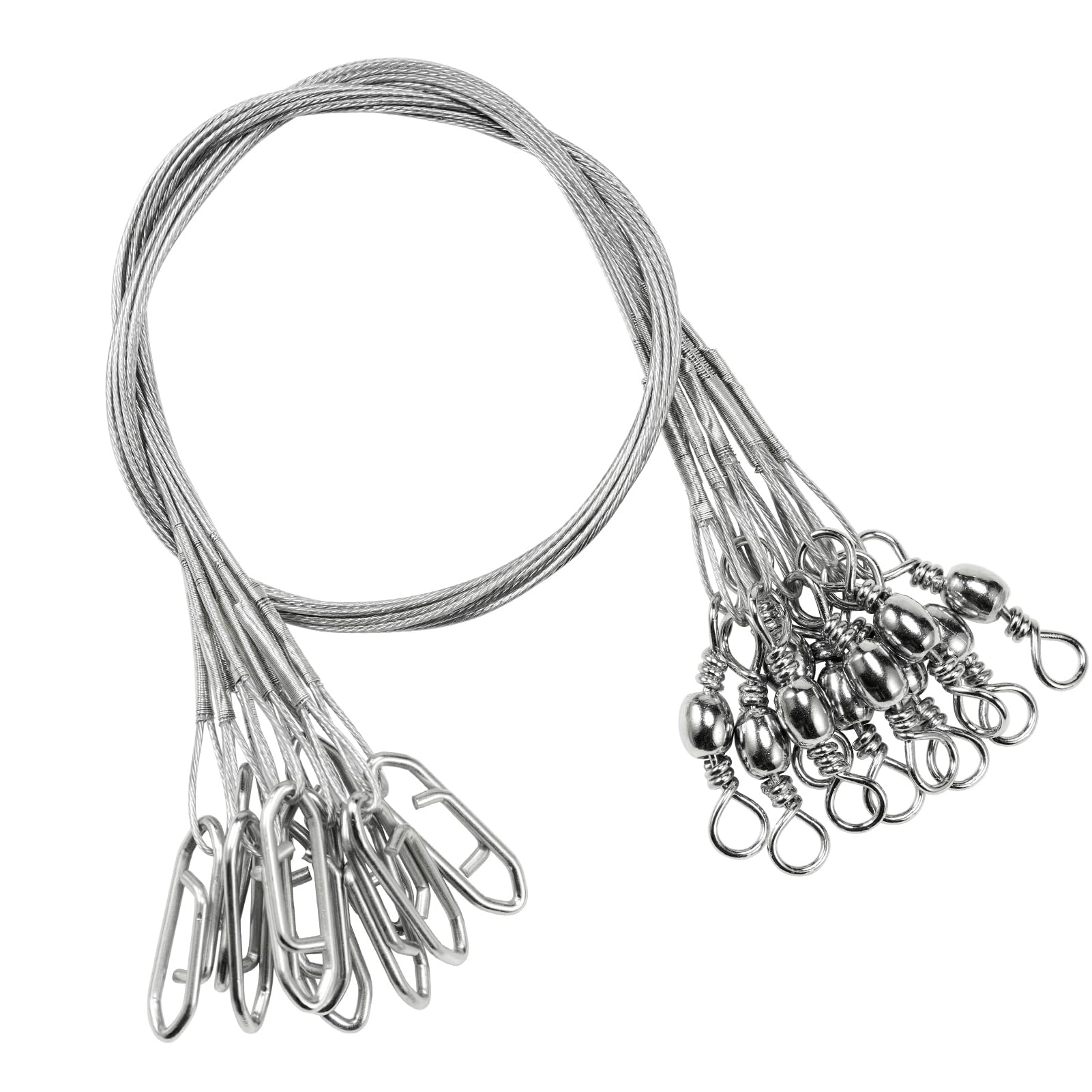 9Tong Stainless Steel Fishing Leaders strength Rigs Saltwater Fishing Leader Heavy Snap Lure Wire Leaders Line White Nickel #5 60lb 11.8in 30pcs