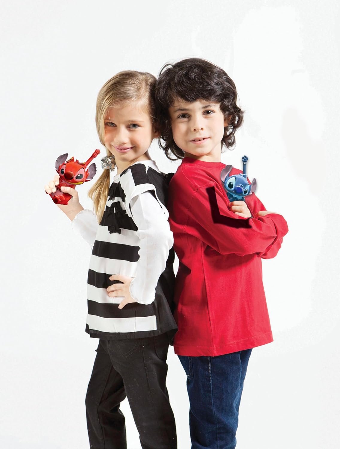 Lexibook, Disney Stitch, Walkies 3D Stitch and Leroy, 500M Range, 2 Channels Communication, Belt Clip, Blue, Red, TW18D