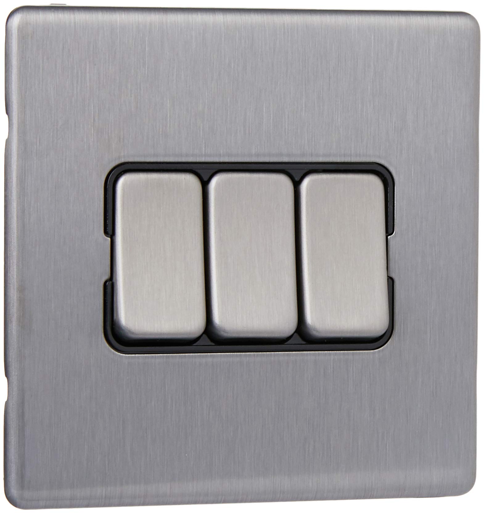 MK Aspect K24373BRCB 10A 2-Way Triple Switch Single Pole - Brushed Chrome