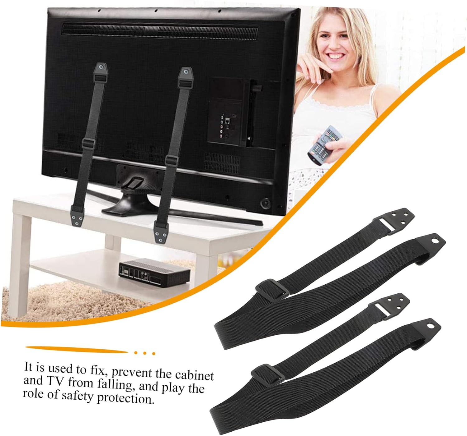 2pcs Furniture -Drop Straps for Tvs and Cabinets Resistant to Prevent Tipping Proofing for Home Use
