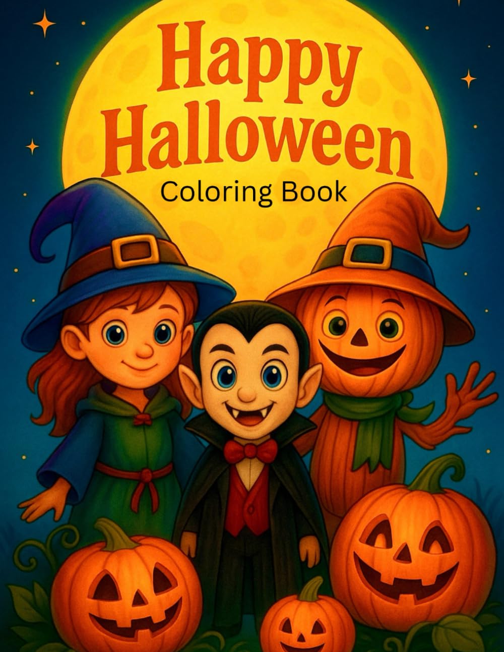 Happy Halloween Coloring Book: Cute and Spooky Halloween Coloring Pages for Kids | Witches, Vampires, Monsters & Pumpkins | Fun and Easy Halloween Art for Children Ages 5–10