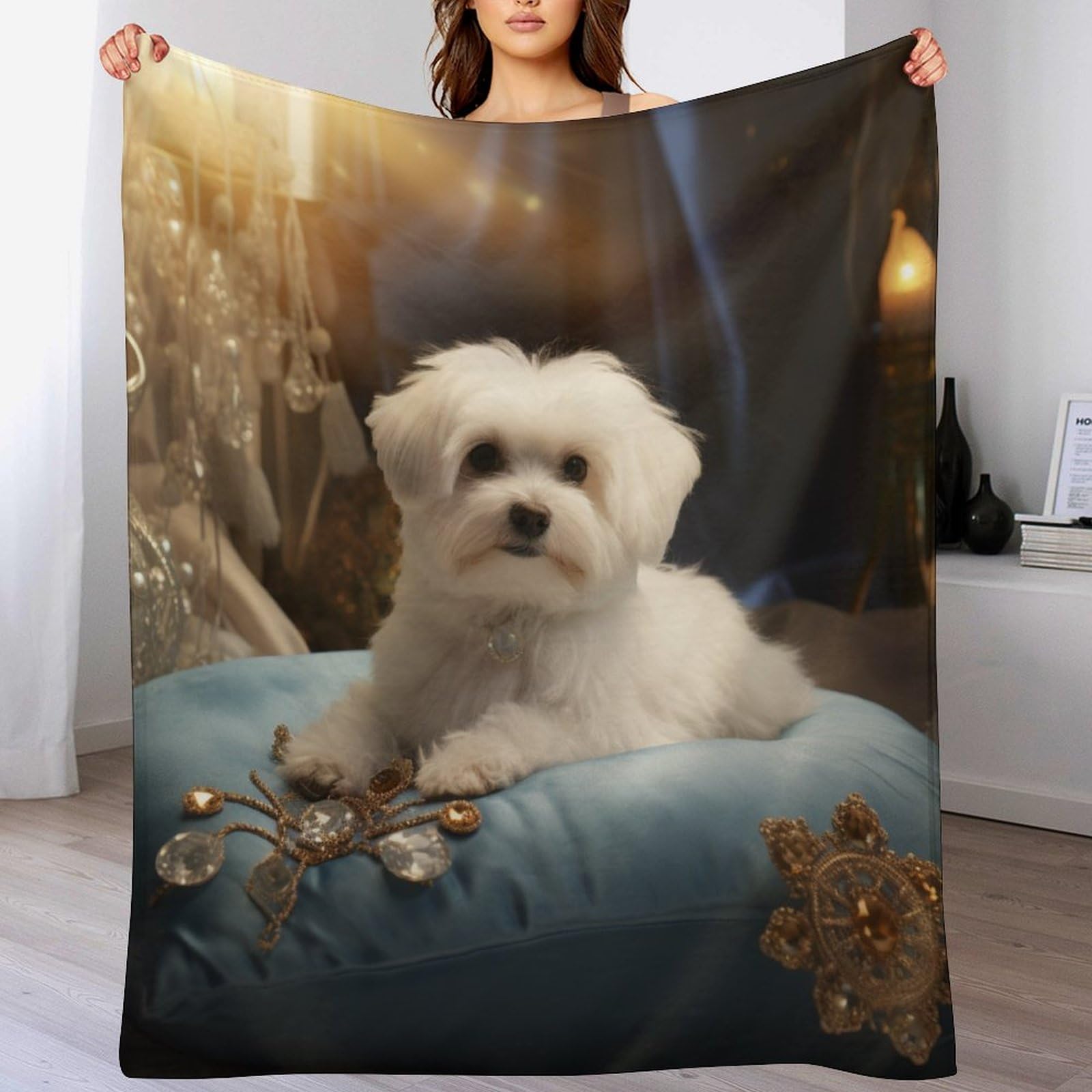 Couverture polaire en flannel douce chiens | Plaid peluche chaud lavable machine pour canape lit