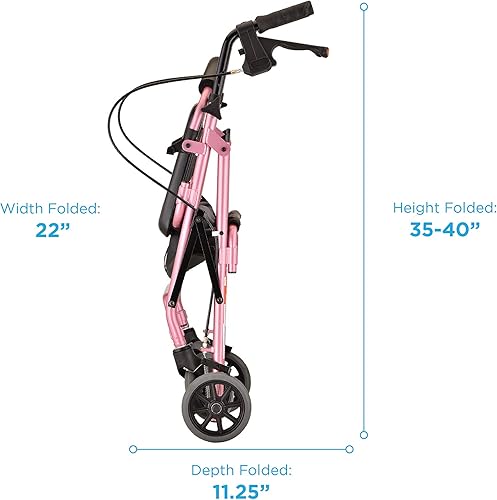 Miniatura 4 de Nova - Productos Médicos Get Go Petite Rolling Walker, caminador rodante pequeño - 13 libras., 4208CPK, Petite, Rosado, 1, 1 Negro