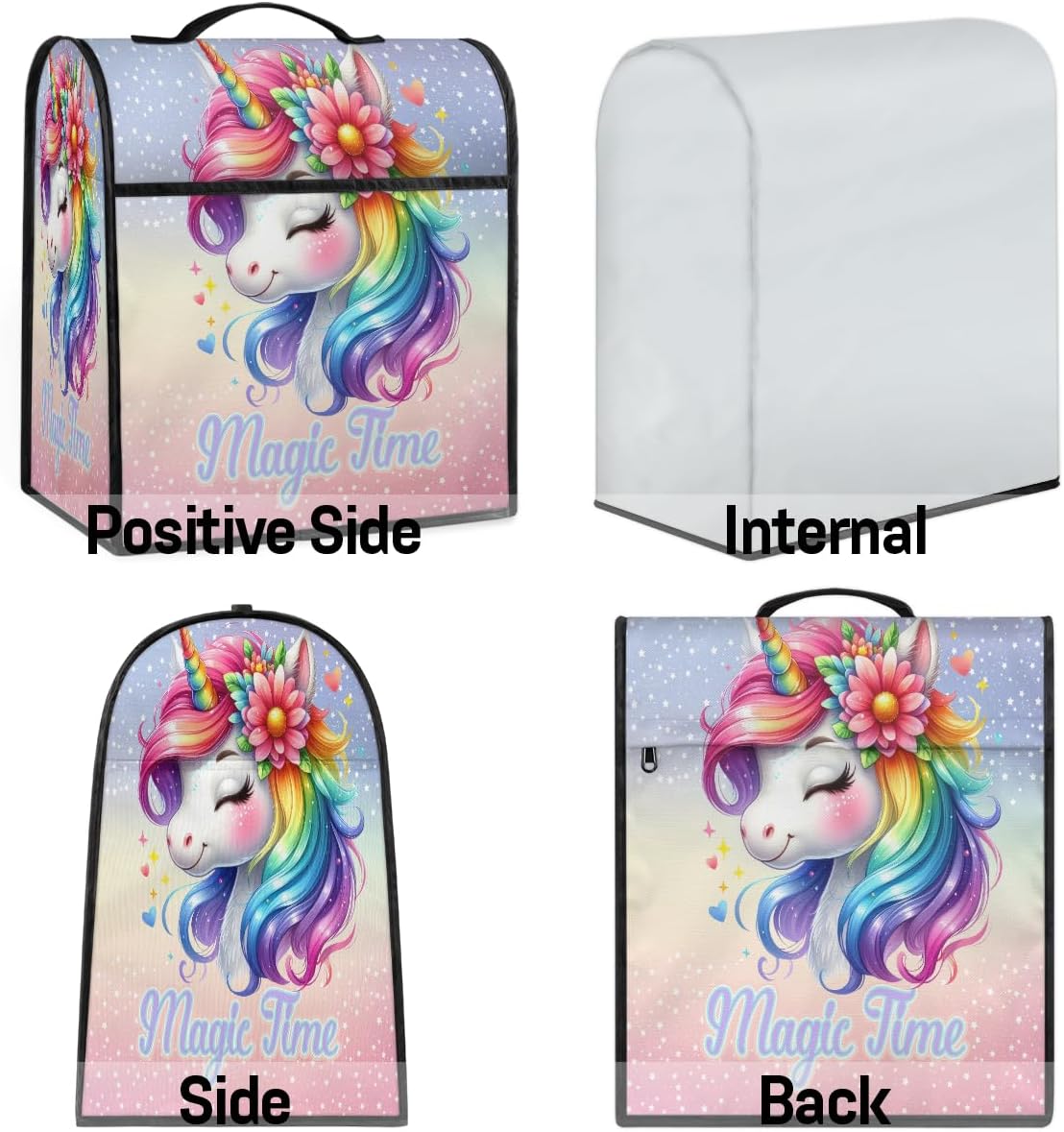 cfpolar Kitchen Aid Mixer Cover Compatible with 6-8 Quarts Unicorn Rainbow Animal Stand Mixer Cover Kitchen Aid Mixers Accessories Appliance Organizer Bag Dust Covers with Zipper Pocket
