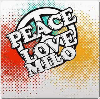PEACE LOVE MILO 4"x4" Ceramic Drink Coaster Trive w/Cork Backing, DesJ60