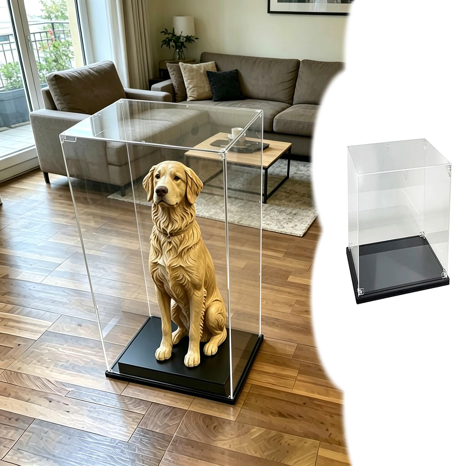 UrbanUp Teca Plexiglass Grande Vetrina in Acrilico da Terra, Scatola Contenitore Cubica da 100,90,80,70,60,50,35,25cm, Vetrina Trasparente per Ornamenti/Carte/Modellini(45x45xH70cm/18x18x28)