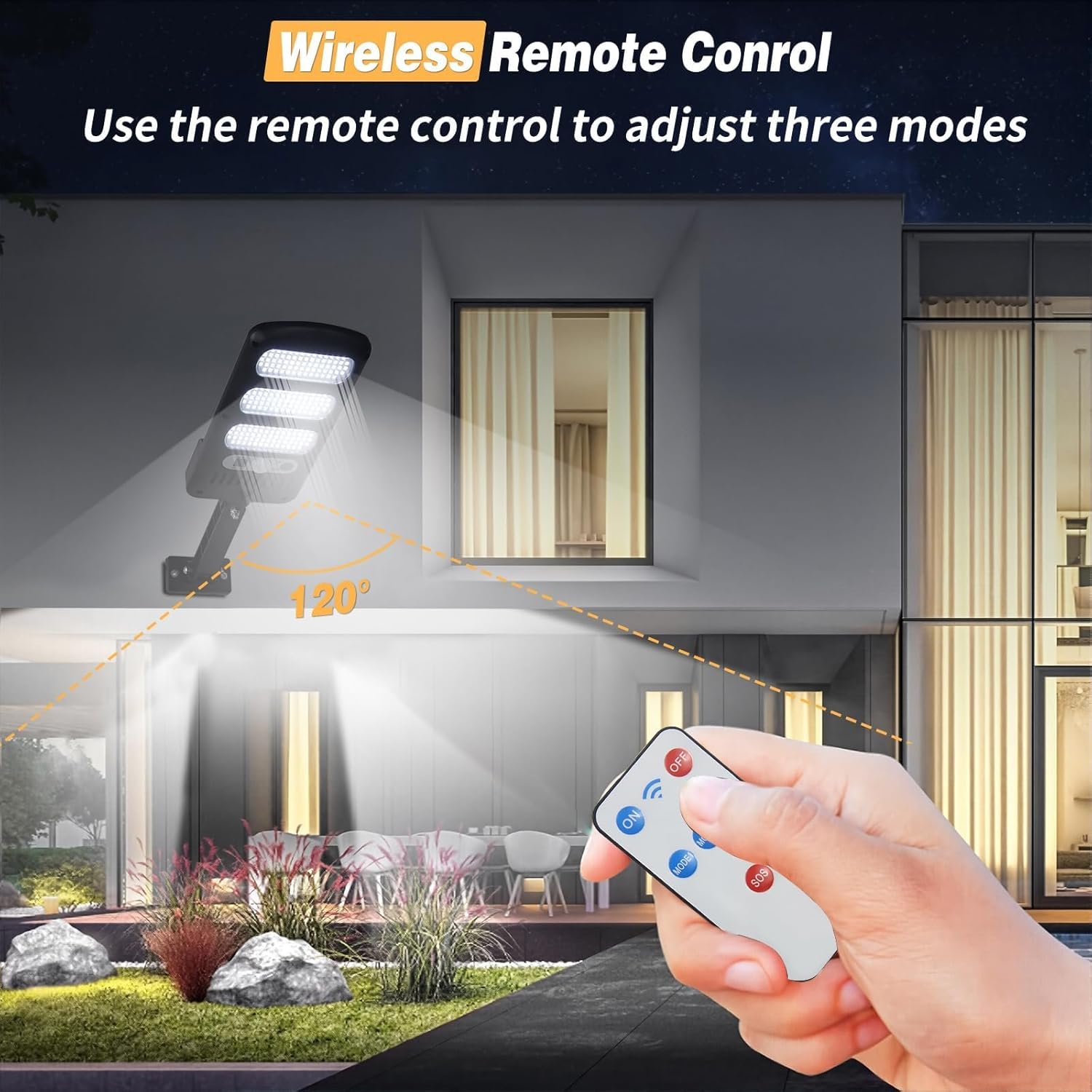 SyouHome 4 Pack Solar Street Lights Outdoor, Motion Sensor Light with Remote Control, 3 Modes 2000LM 213 LEDs Solar Parking Lot Lights Dusk to Dawn, IP65 Waterproof for Outside, Garden, Patio, Porch