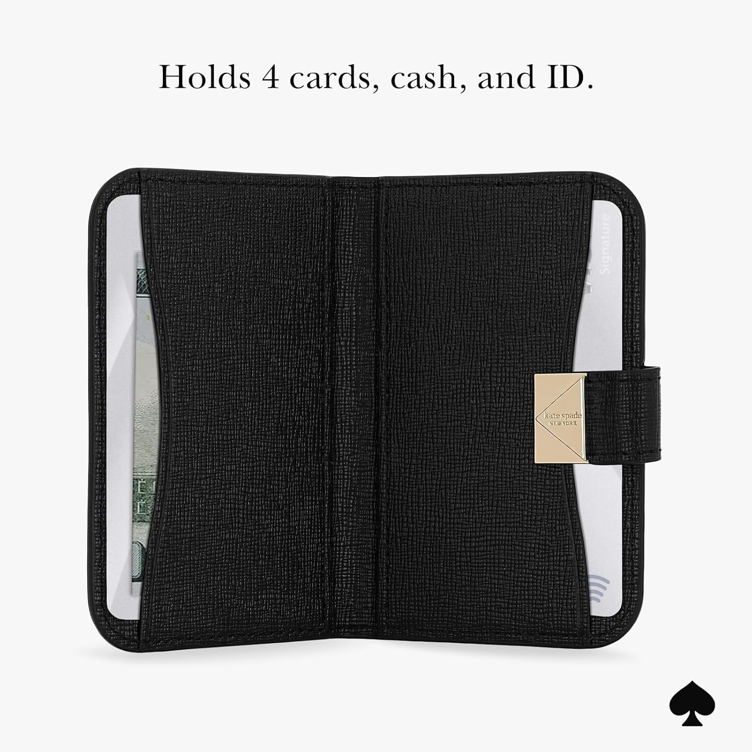 kate spade new york Deco Magnetic Phone Wallet/Card Holder - Compatible with MagSafe Phones and Cases - Black
