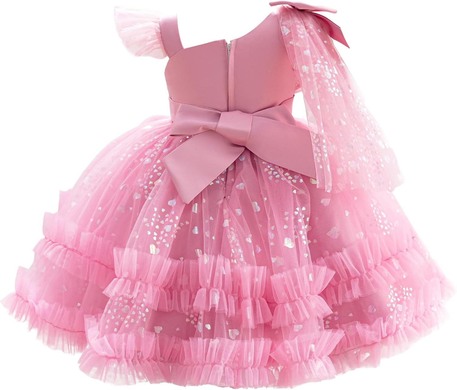 Lamgool Toddler Baby Girls Pageant Formal Dress Ruffle Tulle Elegant Bow Tutu Princess Ball Gown for Birthday Prom Party - Image 4