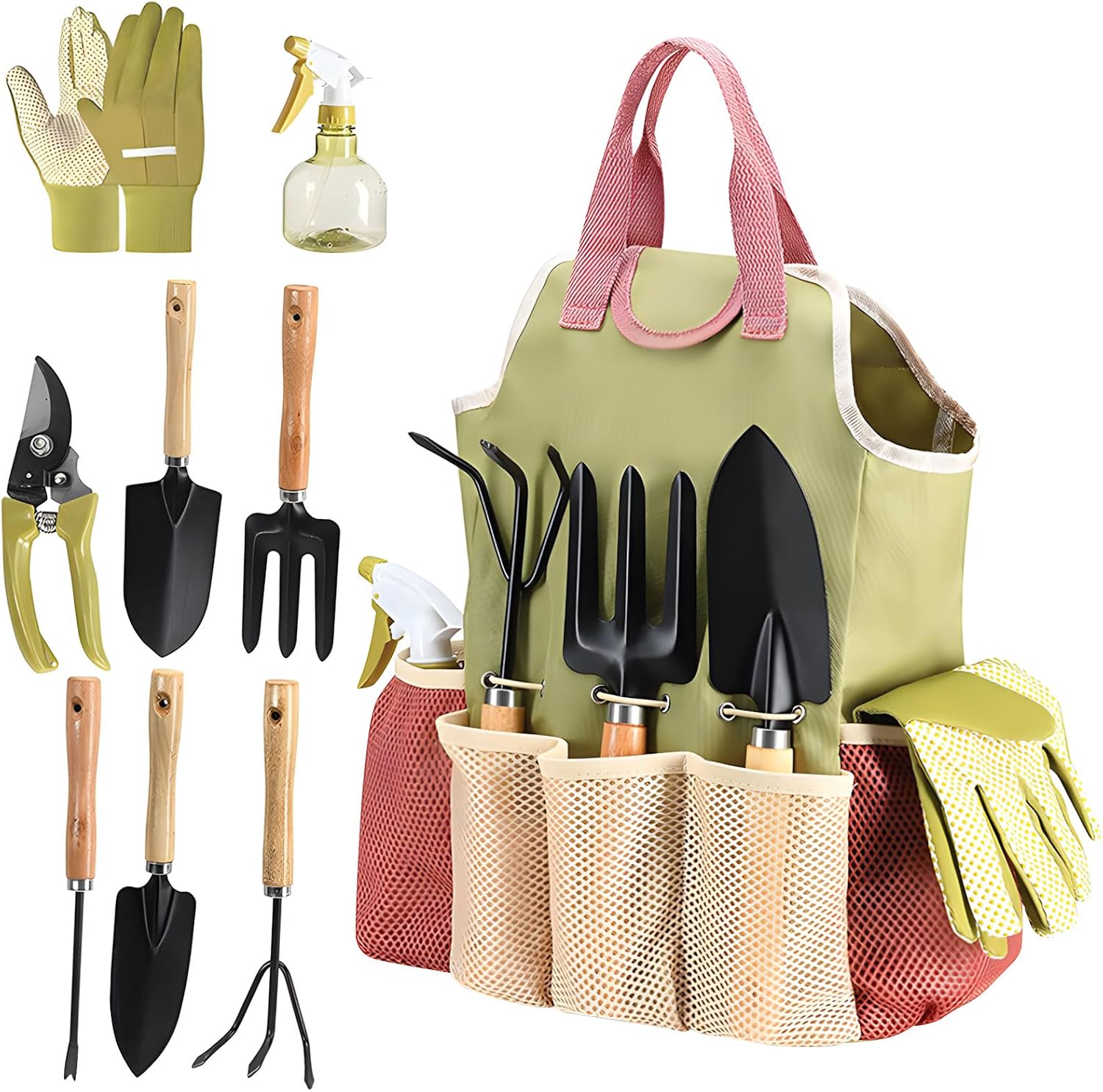 9 Piece Outdoor Planting Gear with Sustainable Materials and Storage Option Compact Gardening Accessories