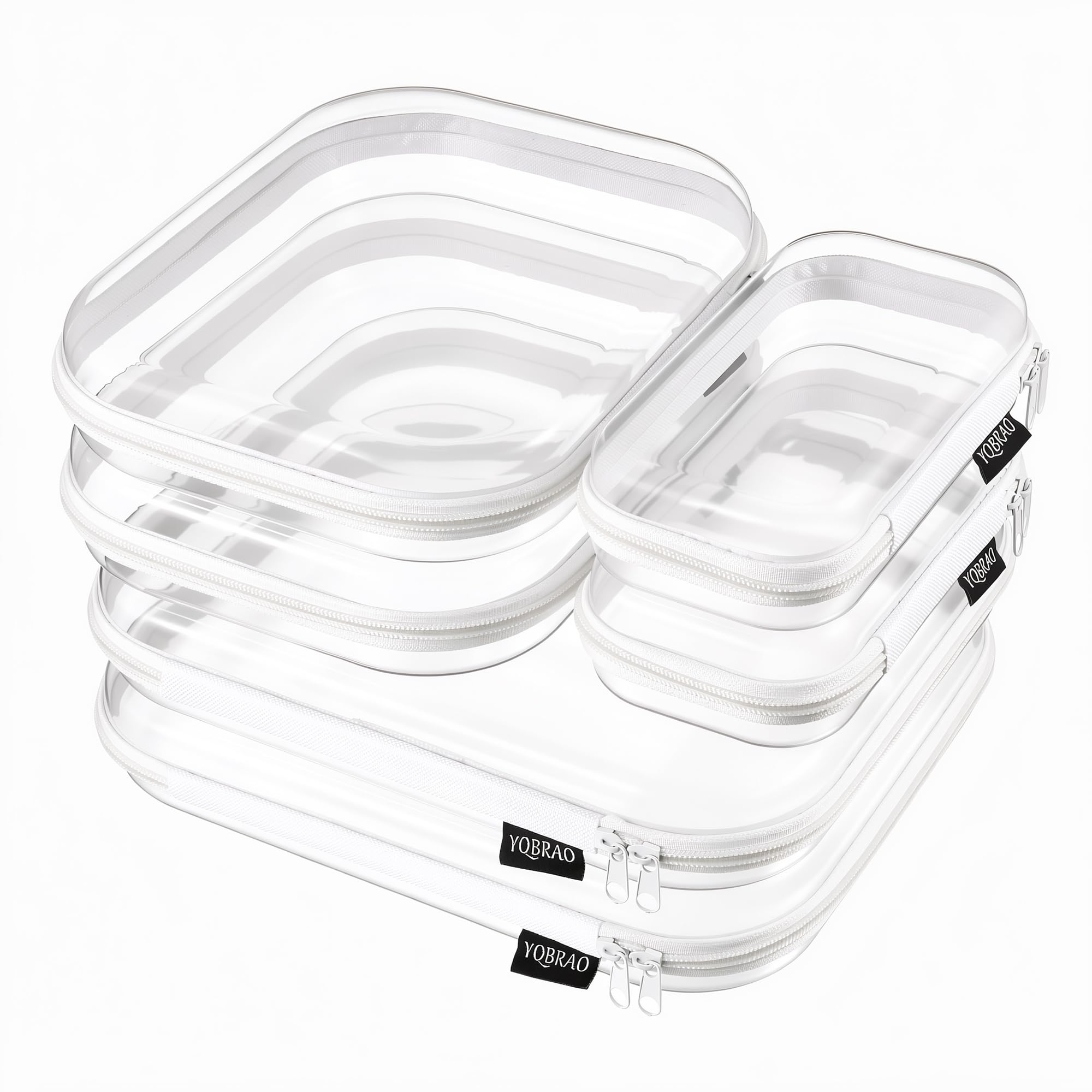 YQBRAO 6-Pack Clear Hard Shell Zipper Case