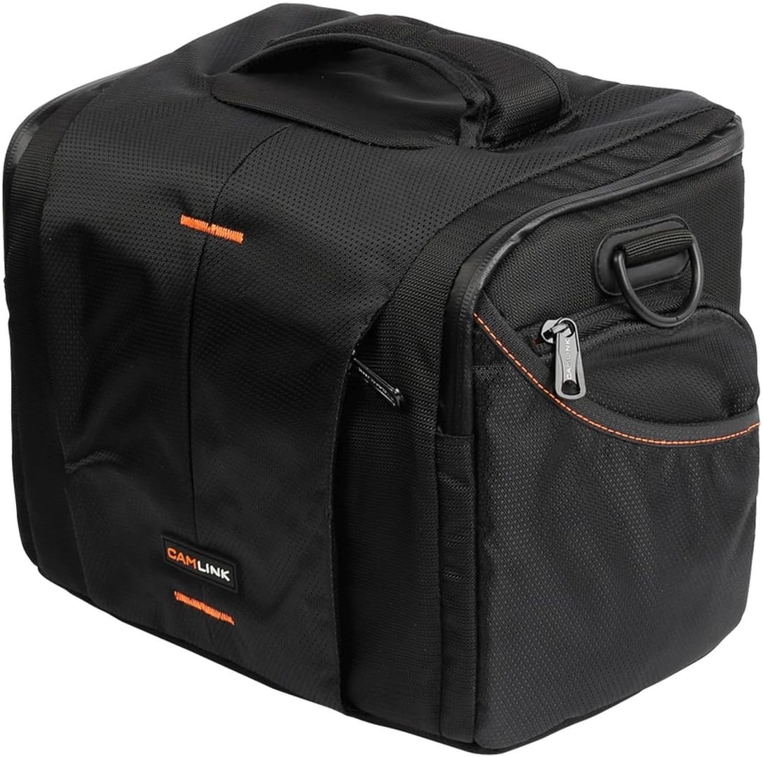 CAMLINK25 x 17 x 21 cm Shoulder Bag for Camera - Balck/Orange